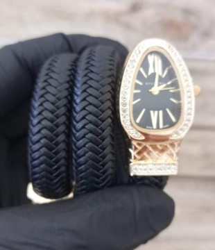 bvlgari leather black gold