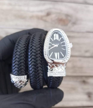 bvlgari leather  black silver 